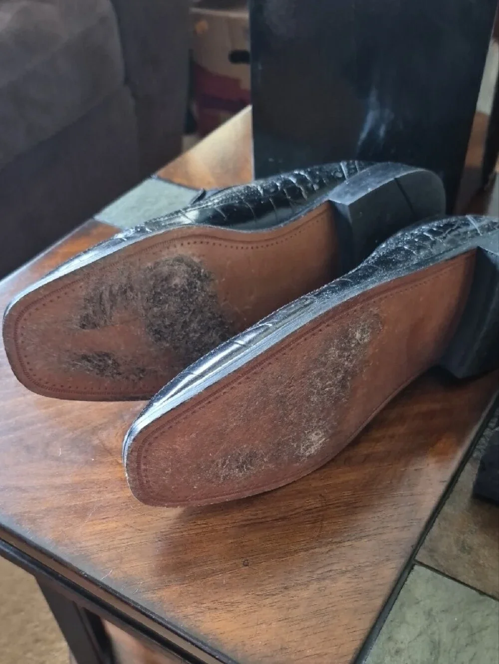 Mens Stacy Adams Black Croc-Embossed Leather Slip-On Loafers Size 9